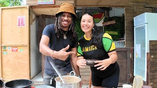 FIRST TIME Cooking & Trying Jamaican Green Banana Porridge... EATING PLANTAIN RAW?