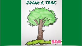 Draw a Tree with grass for kids