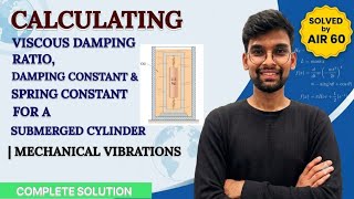Calculating Viscous Damping Ratio, Damping Constant, and Spring Constant for a Submerged Cylinder