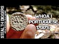 I dug a large rare coin metal detecting a Portuguese 1752 V Reis cellar hole