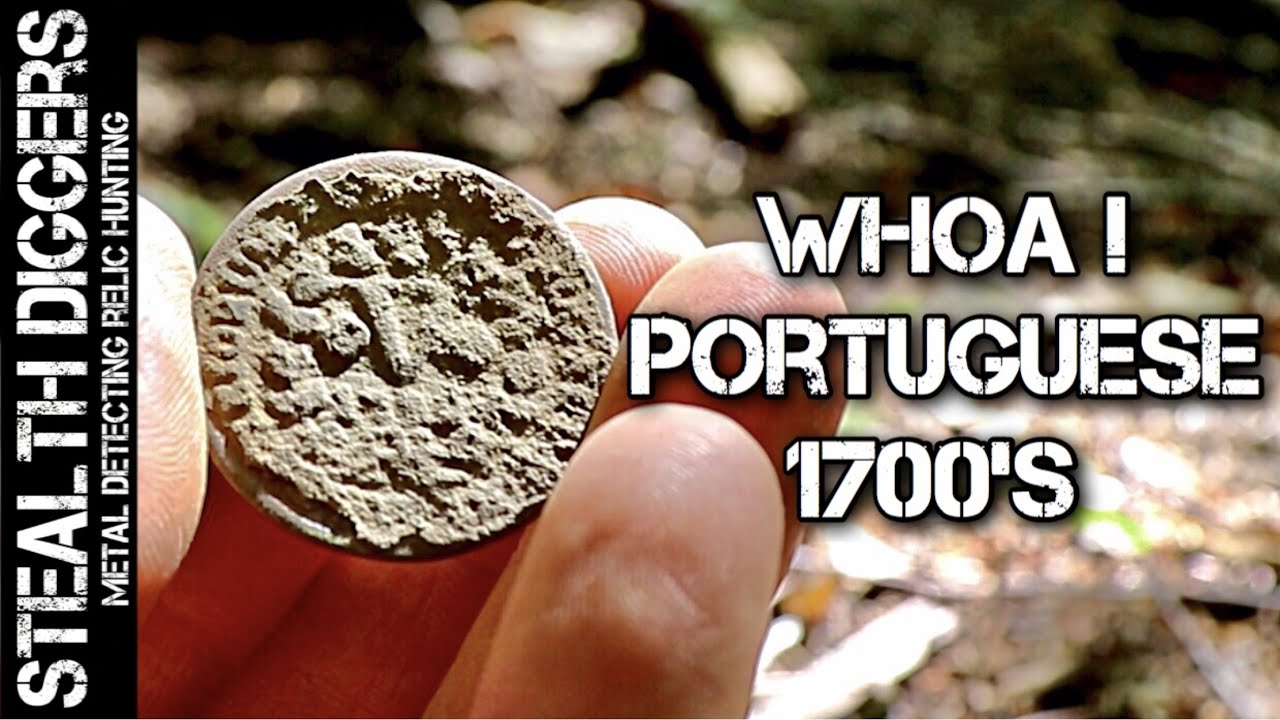 I dug a large rare coin metal detecting a Portuguese 1752 V Reis cellar hole YouTube