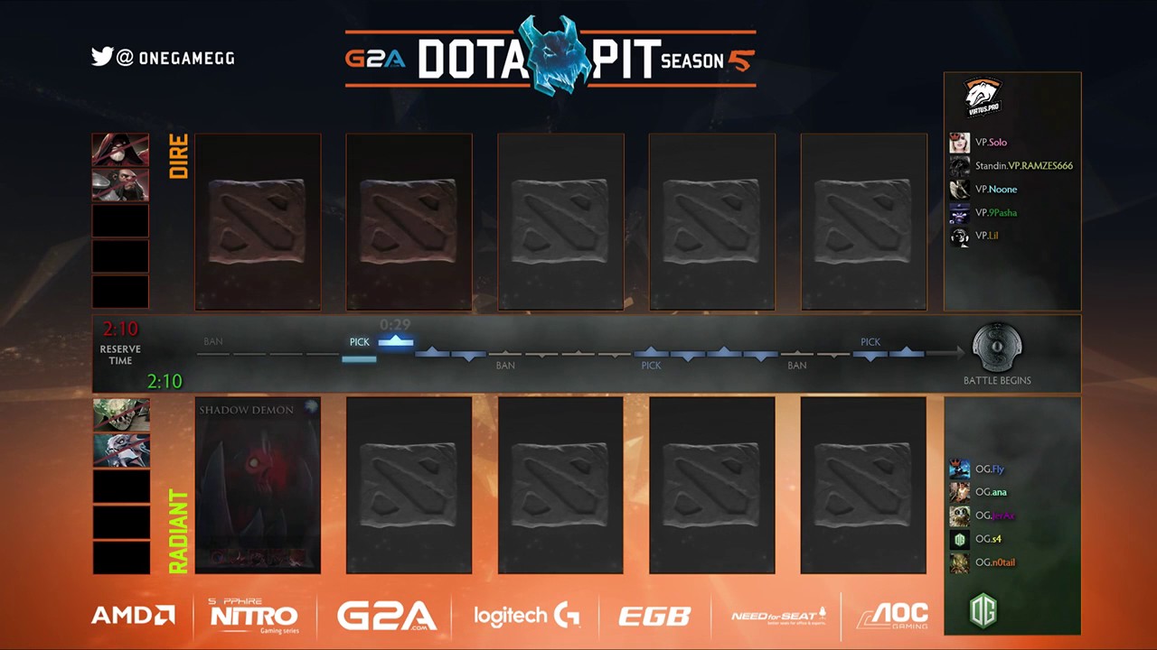 OG vs VP - BO3 | G2A.COM Dota Pit Season 5 LAN Finals Game 1