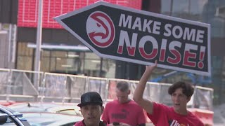 Hawks fans celebrate electric playoff win over Knicks at State Farm Arena