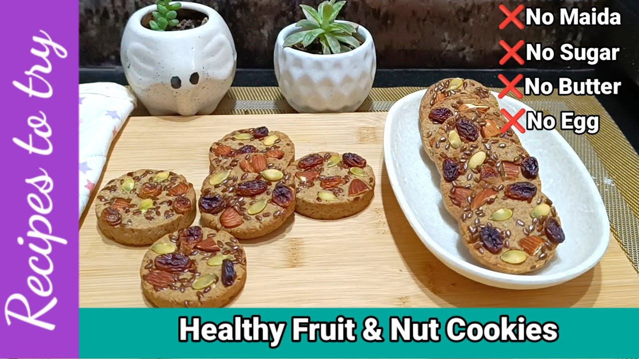 Healthy Fruit & Nut Cookies Recipe | whole Wheat Cookies🍪 | Flaxseed Cookies Recipe |