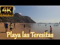 TENERIFE 4K | WALK -  Las Teresitas Beach 🥰 Perfect Temperature ⛱️ [On The Beach] 2021
