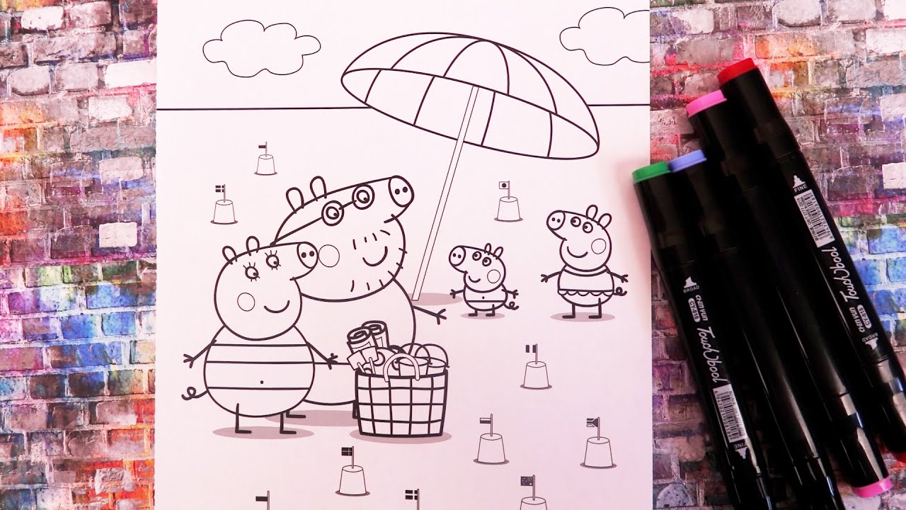 Peppa Pig Plage Coloriage Vacances à la Plage