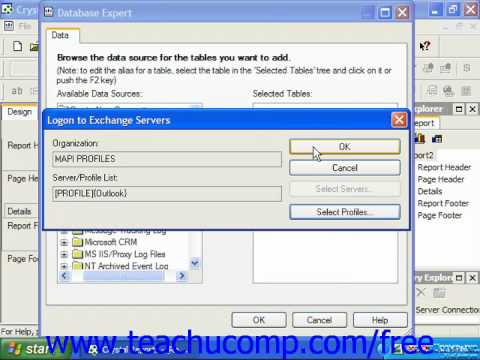 Crystal Reports Tutorial Mailbox Admin Business Objects Training Lesson 2.13