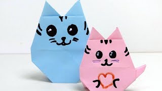 Gato de Papel  Dobradura Fácil Origami fácil de fazer gatinho