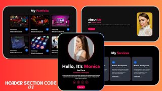 Create Fully Responsive Portfolio Website using HTML CSS and JavaScript | Header Section Code