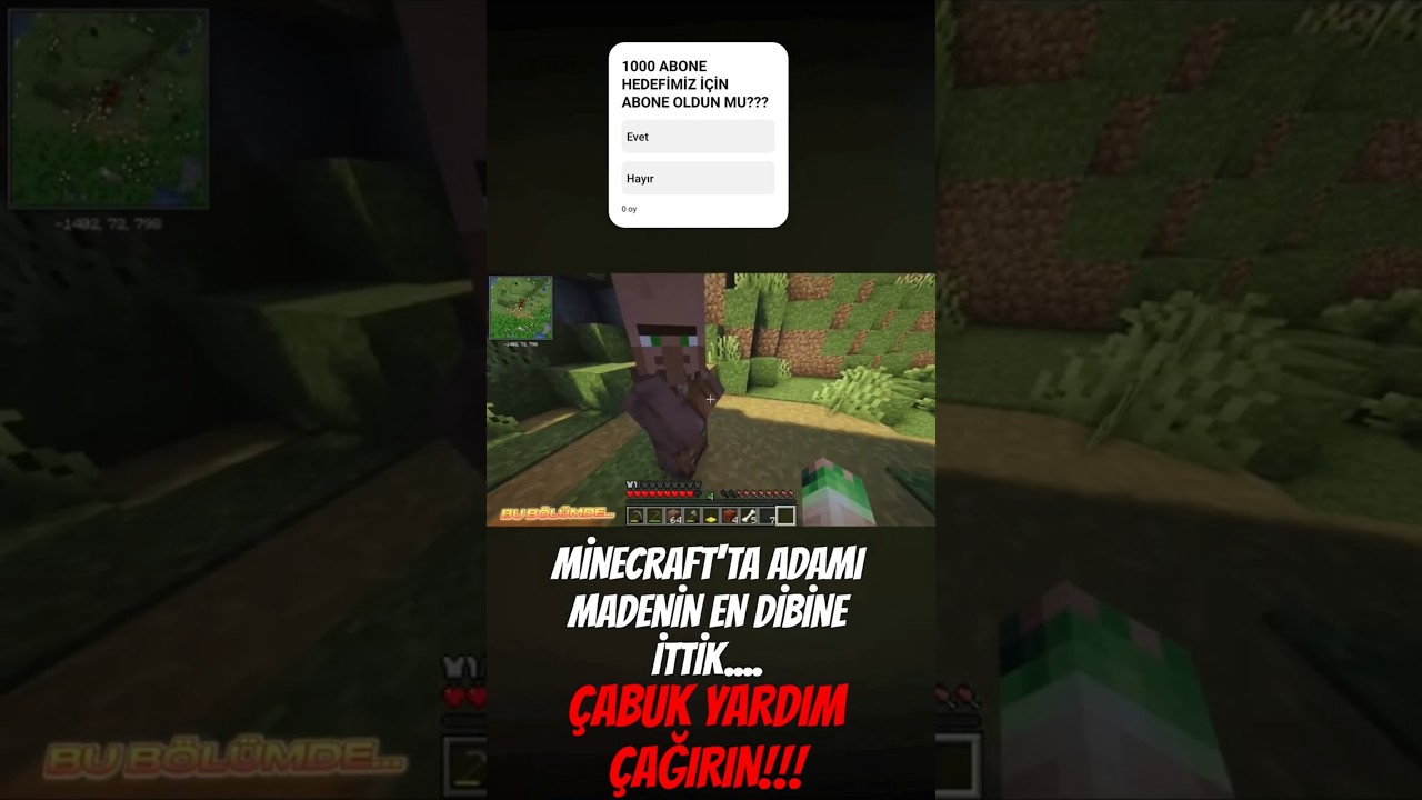 MİNECRAFT'TA ADAMI MADENİN EN DİBİNE İTTİK... #minecraft #gaming #shorts #viral