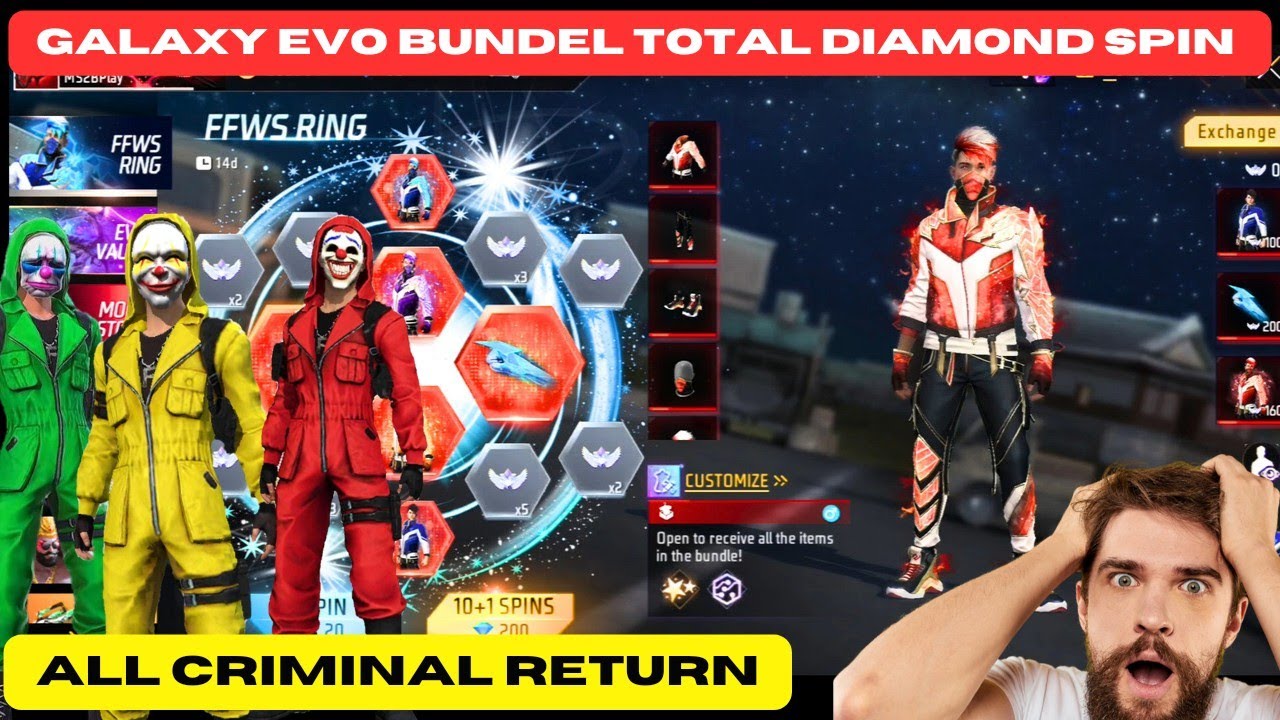 FFWS GLAXY EVO BUNDEL TOTAL DIAMOND SPIN 😧|| CRIMINAL TOKEN WHEEL ...