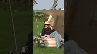 Air-Column Tent,Inflatable Sofa,Ultralight Folding Table,Tea set with Nature Surrounded, QLY Camping