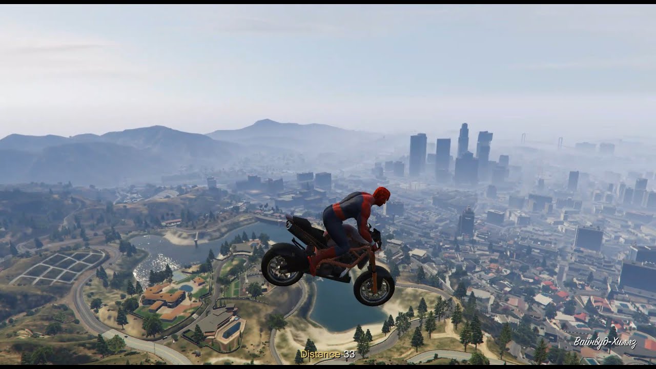 Grand Theft Auto V spiderman flying motorcycles YouTube