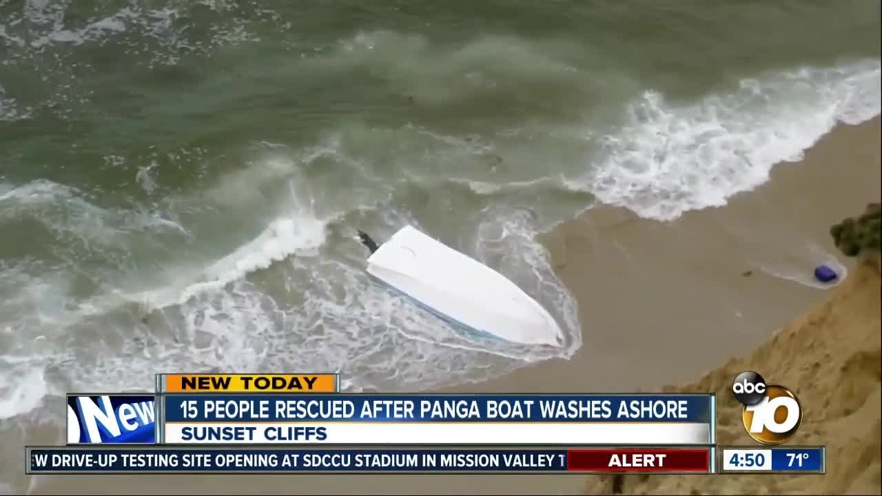 15 people rescued after panga boat washes ashore - YouTube