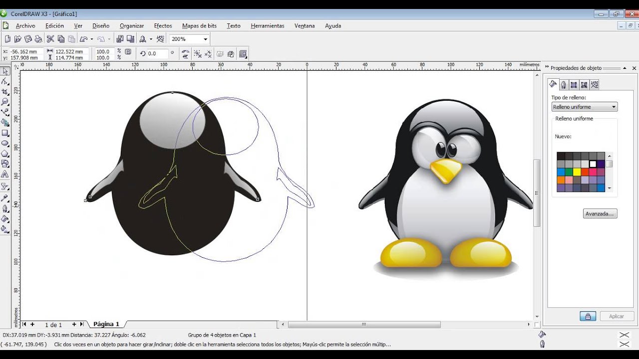  Como  hacer  un  tux en  Corel Draw  X3 part 1 YouTube