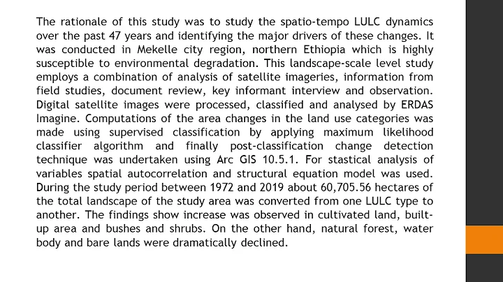 The Dynamics of Land Use Land Cover and its Driving Forces in Mekelle City Region