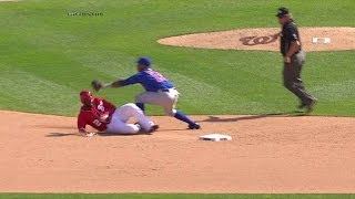 CHC@WSH: Cubs challenge safe call at second in 8th