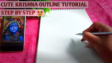 Shri Krishna drawing step by step, for beginners, outline tutorial 😍