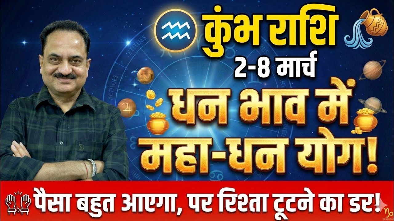 कुंभ राशि: धन भाव में उच्च का शुक्र! पैसा तो बहुत आएगा, पर रिश्ता बचेगा? | 2-8 March 2026
