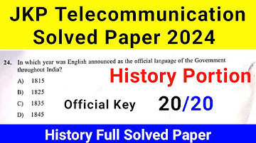 JKP Telecommunication Full Solved Paper 2024 | JKSSB Telecommunication Answer Key | JKP Solved Paper