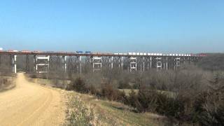 Westbound stack train on Kate Shelley Bridge (2011-11-23 part 2)