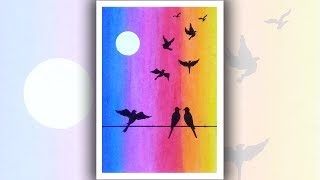Easy Drawing For Beginners With Oil Pastels Beautiful Birds Scenery Drawing Youtube easy drawing for beginners with oil