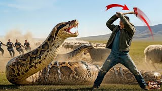 Giant Python Encounter … But Heroes Arrived Just in Time 🐍❤️ #trend #animalrescue (AI Generated)