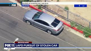 Police chase: Authorities in pursuit of reportedly stolen car in San Fernando Valley