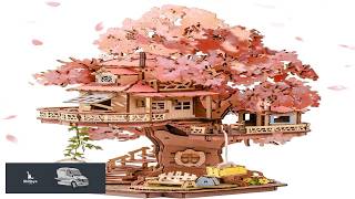 Rolife DIY Miniature House Kits Sakura Tree House 12" 3D Wooden Puzzles