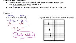 Solving Equations with No Solutions and Infinite Solutions