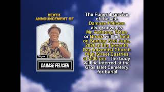 Damase Felicien ~ Short Obituary