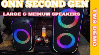ONN Groove Second Gen. Party Speakers Large &amp; Medium - TWS and Connected Options Demo 😉 Bluetooth