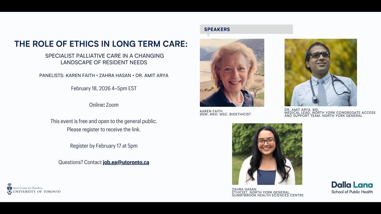 JCB Lecture | The Role of Ethics in Long-Term Specialist Palliative Care