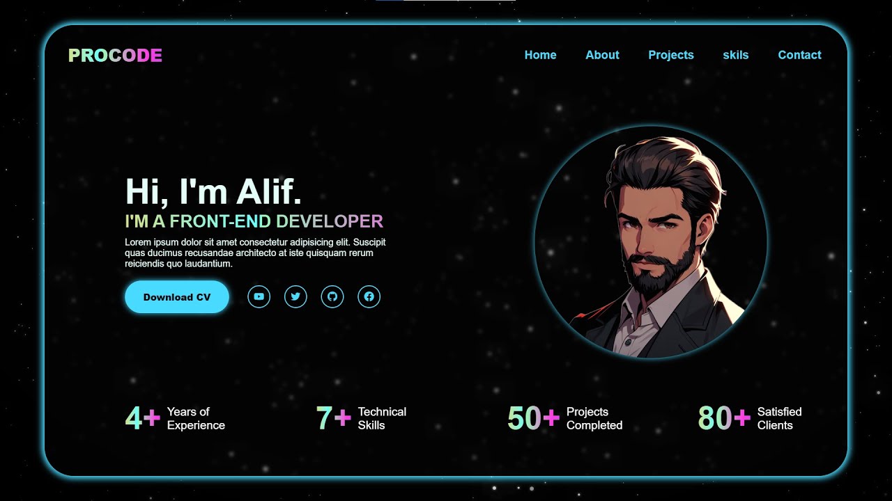 Create a modern portfolio website using only html and CSS - YouTube