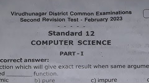 Class 12|Computer Science|Second Revision exam 2023|Original question paper|virudhunagar district