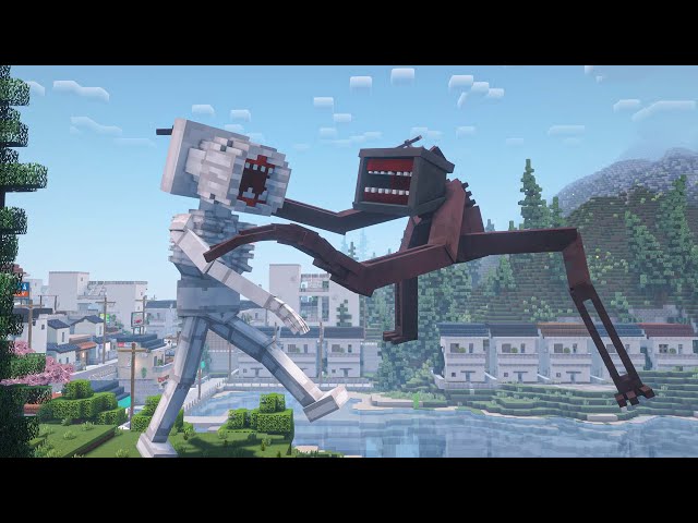 GREAT MOTHER MEGAPHONE Vs BIG SIREN HEAD NO MINECRAFT !! ( TREVOR HENDERSON ) class=