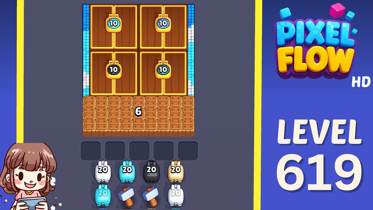 Pixel Flow Level 619 Solution Walkthrough