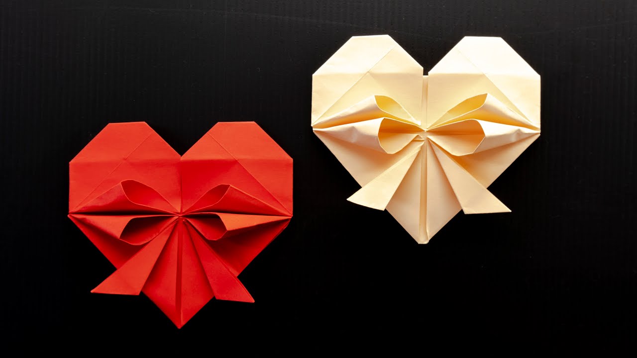 Cute Paper HEART WITH BOW  Easy Origami Tutorial DIY 