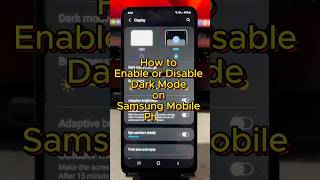 How to Enable or Disable Dark Mode on Samsung Mobile Phone #shorts