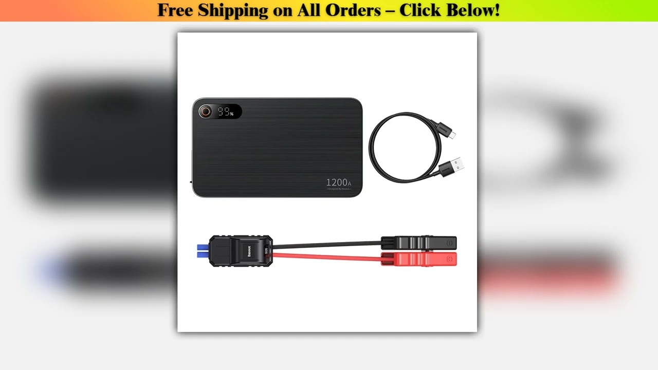 Baseus 1200A Car Jump Starter Power Bank 12000mAh Portable Battery Station For 2.5L/6L Car