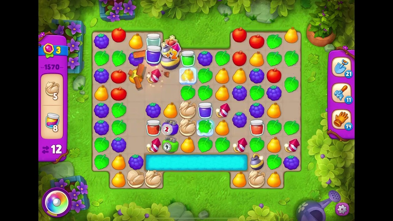 GardenScapes Level 1570 no boosters (20 moves)