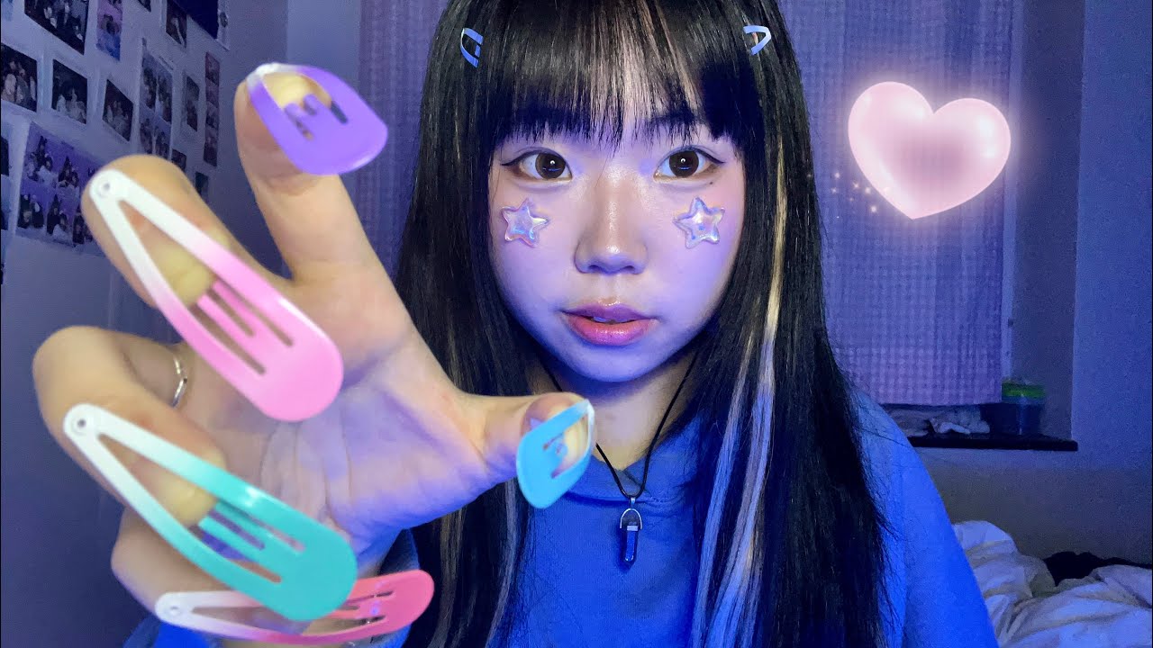 ASMR| Face Touching with Clips as Nails💅 (real camera touching) - YouTube