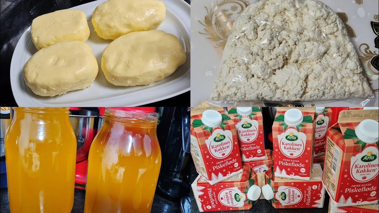 استخراج الزبدة والقريشة والسمن من كريمة الخفقExtraction of butter, excess cheese, and animal ghee