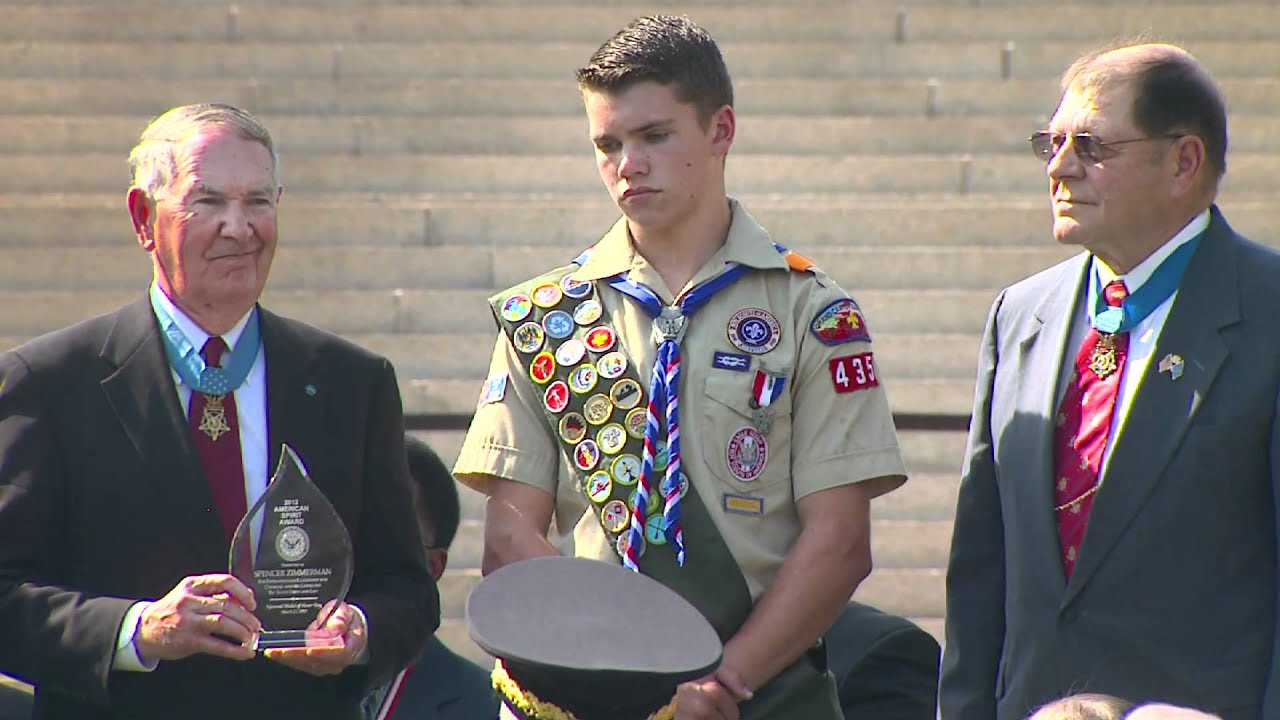 Eagle Scout Spencer Zimmerman receives American Spirit Award YouTube