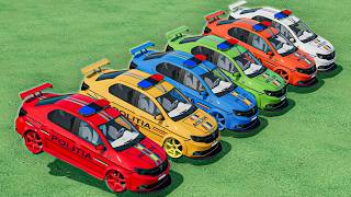 TRANSPORTING ALL COLORS DACIA POLICE CARS VEHICLES WITH BIG TRUCKS  ! FS22