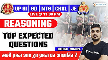 11:00 PM - SSC CHSL/GD/MTS/JE/UP SI 2021 | Reasoning by Hitesh Sir | Top Expected Questions