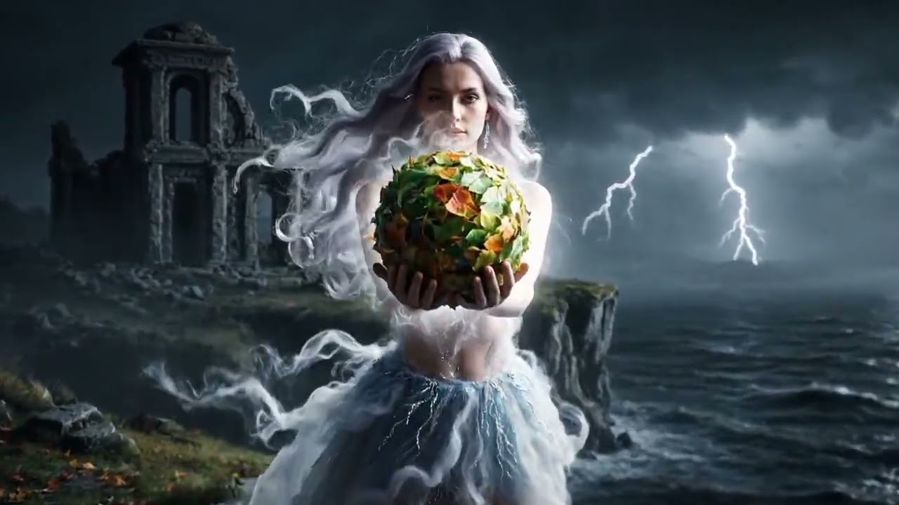 Four enchantresses wield elemental magic in a dazzling display! Epic dresses shine. 