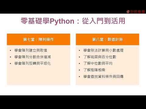 課程總覽 【零基礎學Python：從入門到活用】