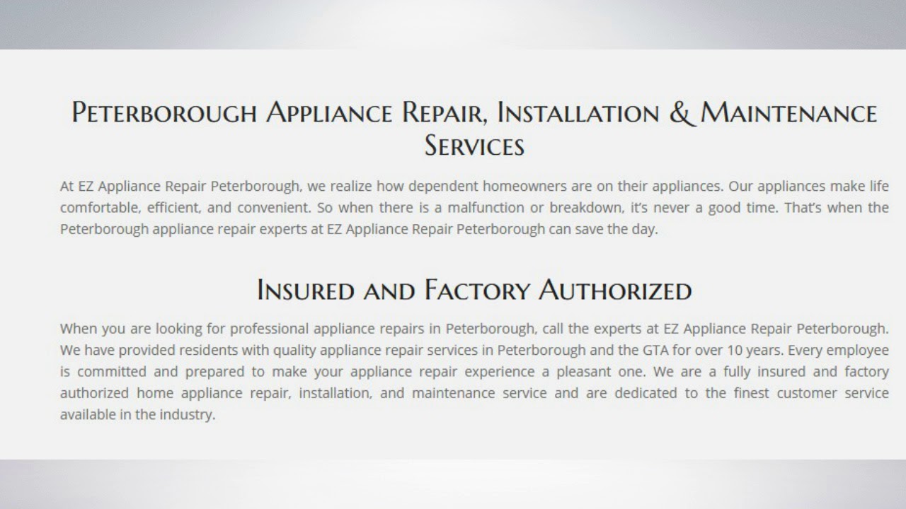 Appliance Repair Peterborough EZ Appliance Repair Peterborough YouTube
