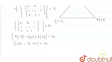 Let two points be A(1,-1) and B(0,2) .If apoint P(h,k) be such that the area of trianglePAB is ...